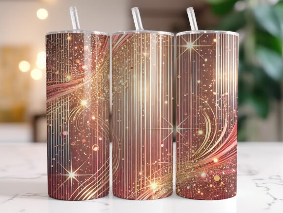 20oz Rose Gold Abstract Tumbler Wrap PNG