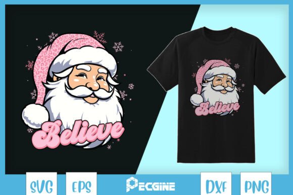 Believe Cute Pink Santa Claus SVG Review