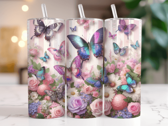 Butterfly Blossom 20oz Tumbler Wrap PNG Review