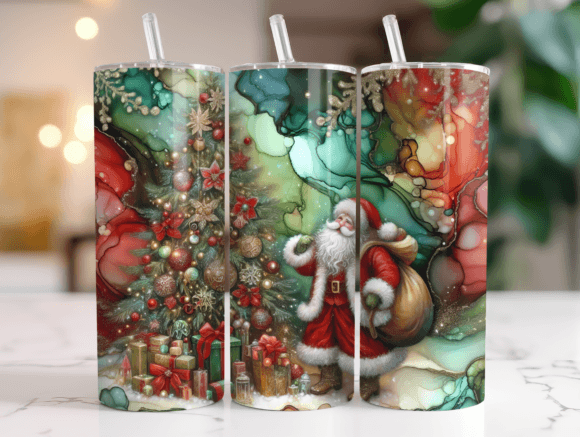 Colorful Christmas Tumbler Wrap 20oz PNG