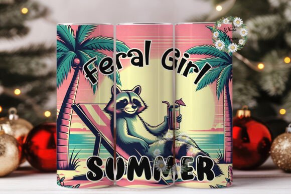 Feral Girl Summer Funny Raccoon Tumbler