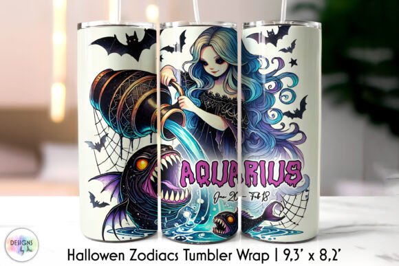 Halloween Aquarius Zodiac Sign Tumbler
