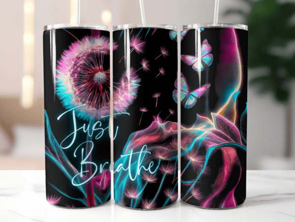 Just Breathe Neon Tumbler Wrap Png Review