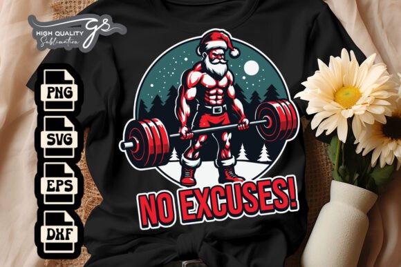 No Excuses Santa Xmas Gym SVG Review