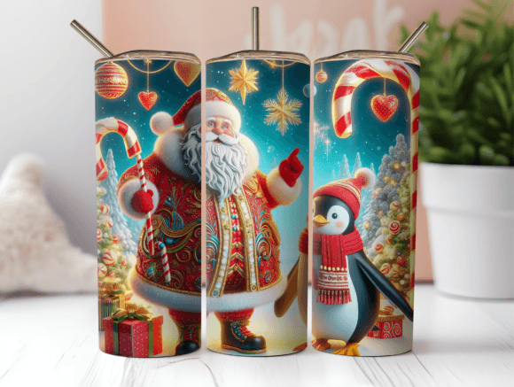 Santa Penguin Christmas Tumbler Wrap Design Review